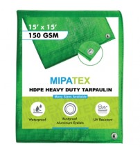 Mipatex Tarpaulin / Tirpal 15 Feet x 15 Feet 150 GSM (Green/White)